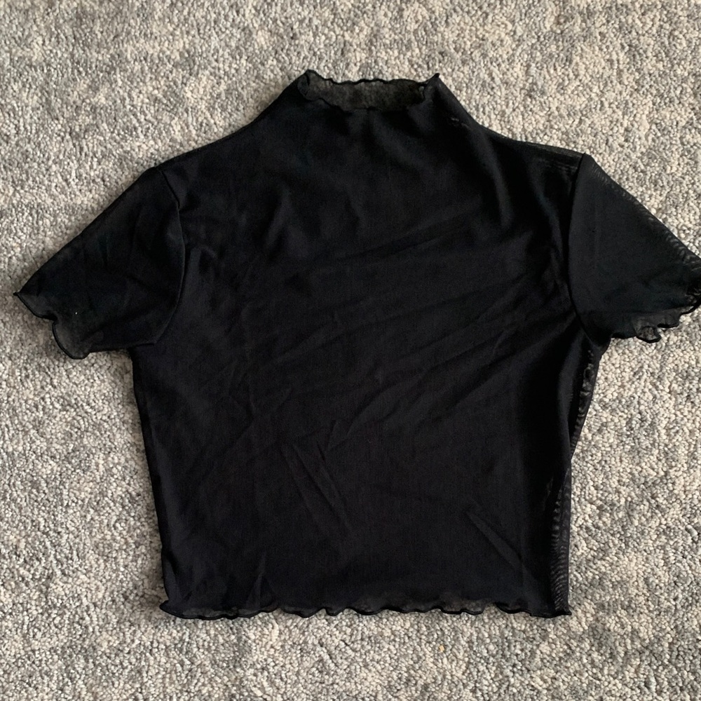 Black Mesh Crop Top